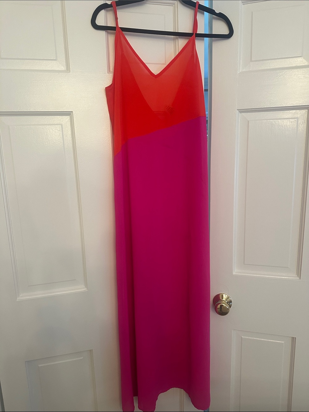 beach cover up Bright Two-Tone Slip Dress in Red and Fuchsia